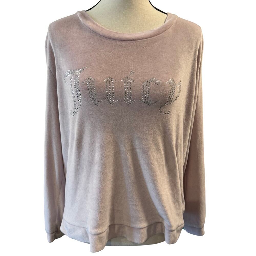 Juicy Couture Women’s Pink Velvety Embellished Sweatshirt Size L